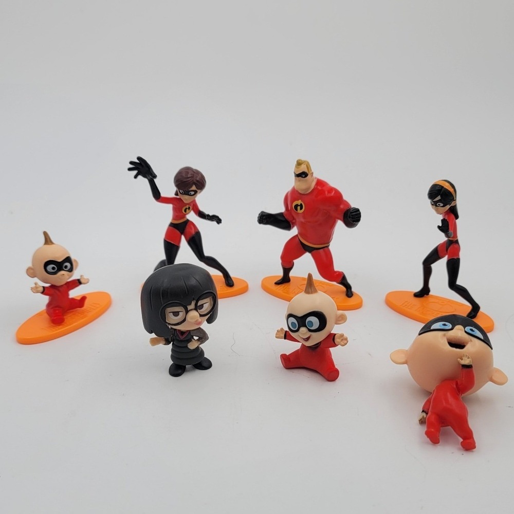 Disney Pixar Incredibles Figure Lot 7 Mr Incredible Elastigirl Violet Jack-Jack